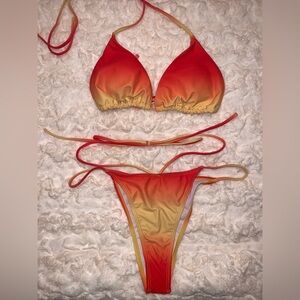 Red and Orange Ombre Bikini Set
